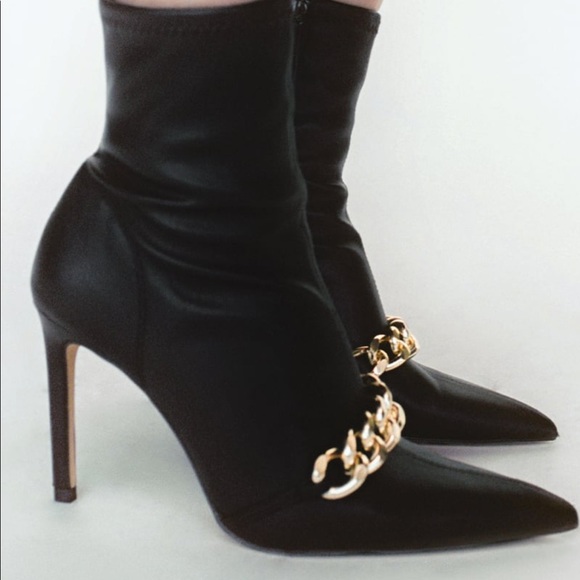 Zara Chain Trim Ankle Booties - Picture 3 of 8